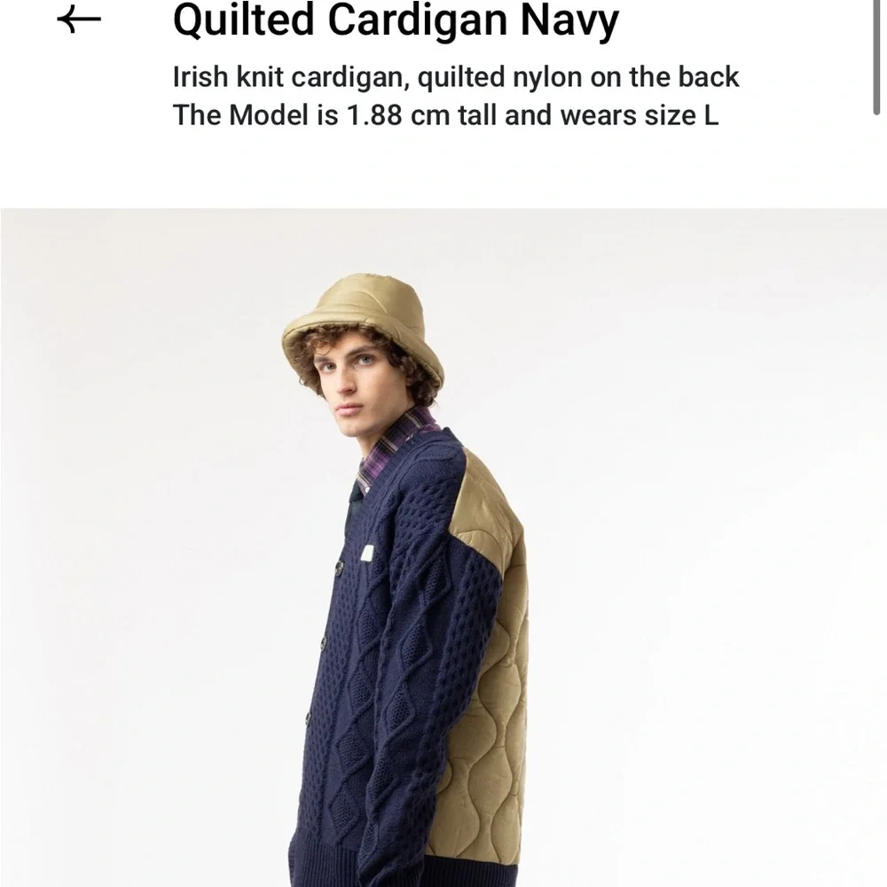 LC23 Quilted Cardigan Navy Size L - Picture 1 of 6